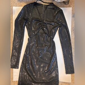 Black sequin long sleeve dress